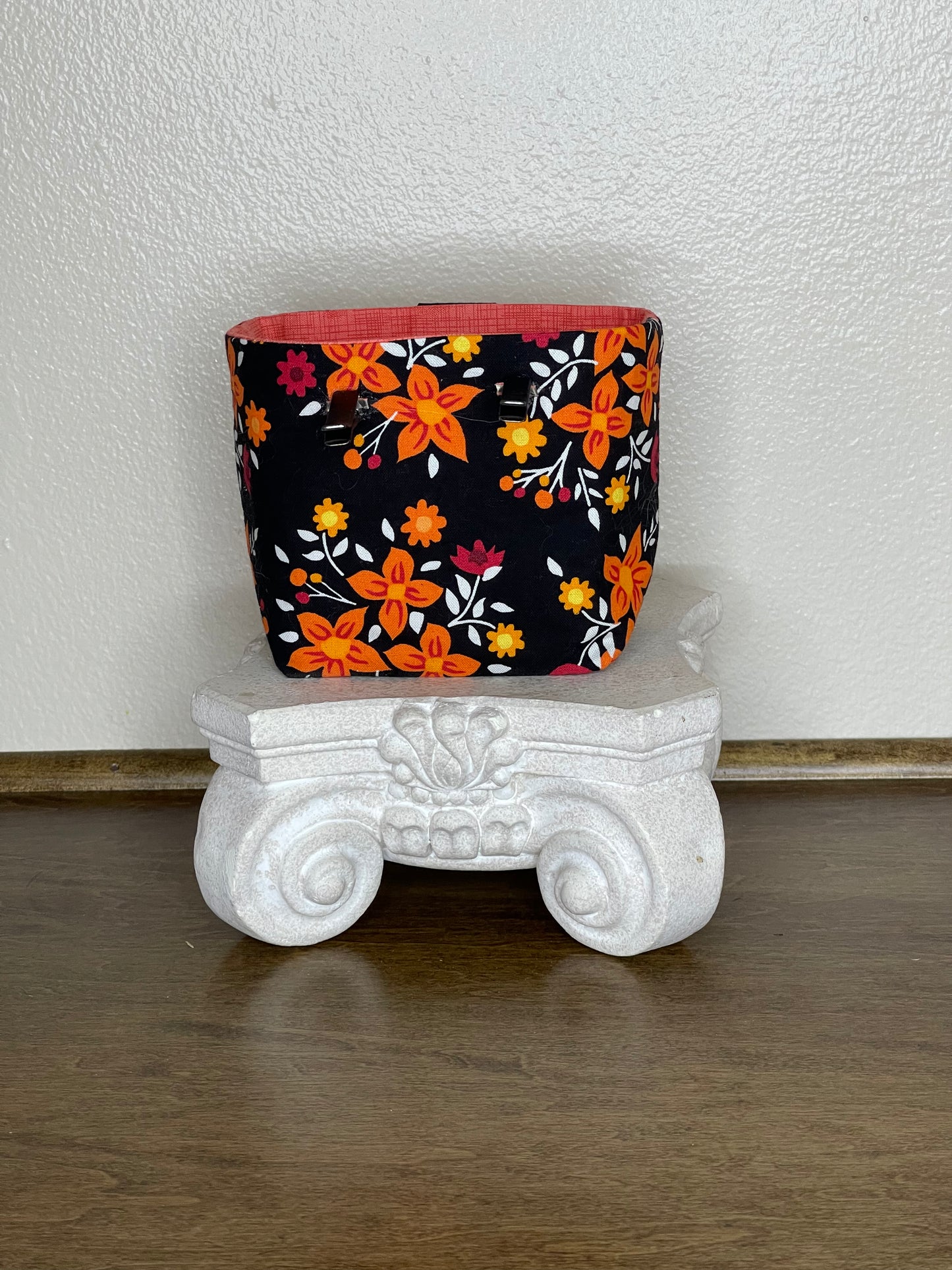Car Vent Bag - Orange Flowers on Black