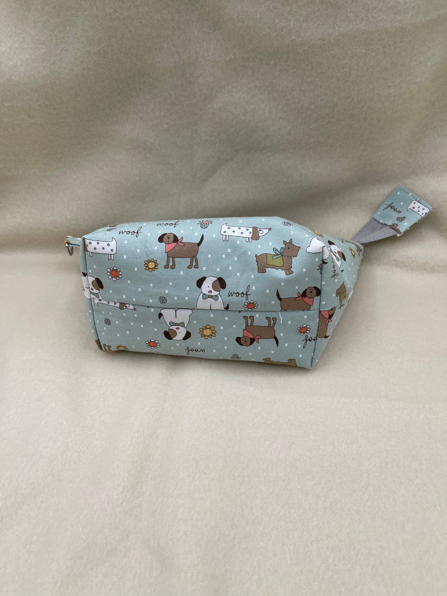 Zipper Bucket Bag - Tiny Dogs Blue/Green