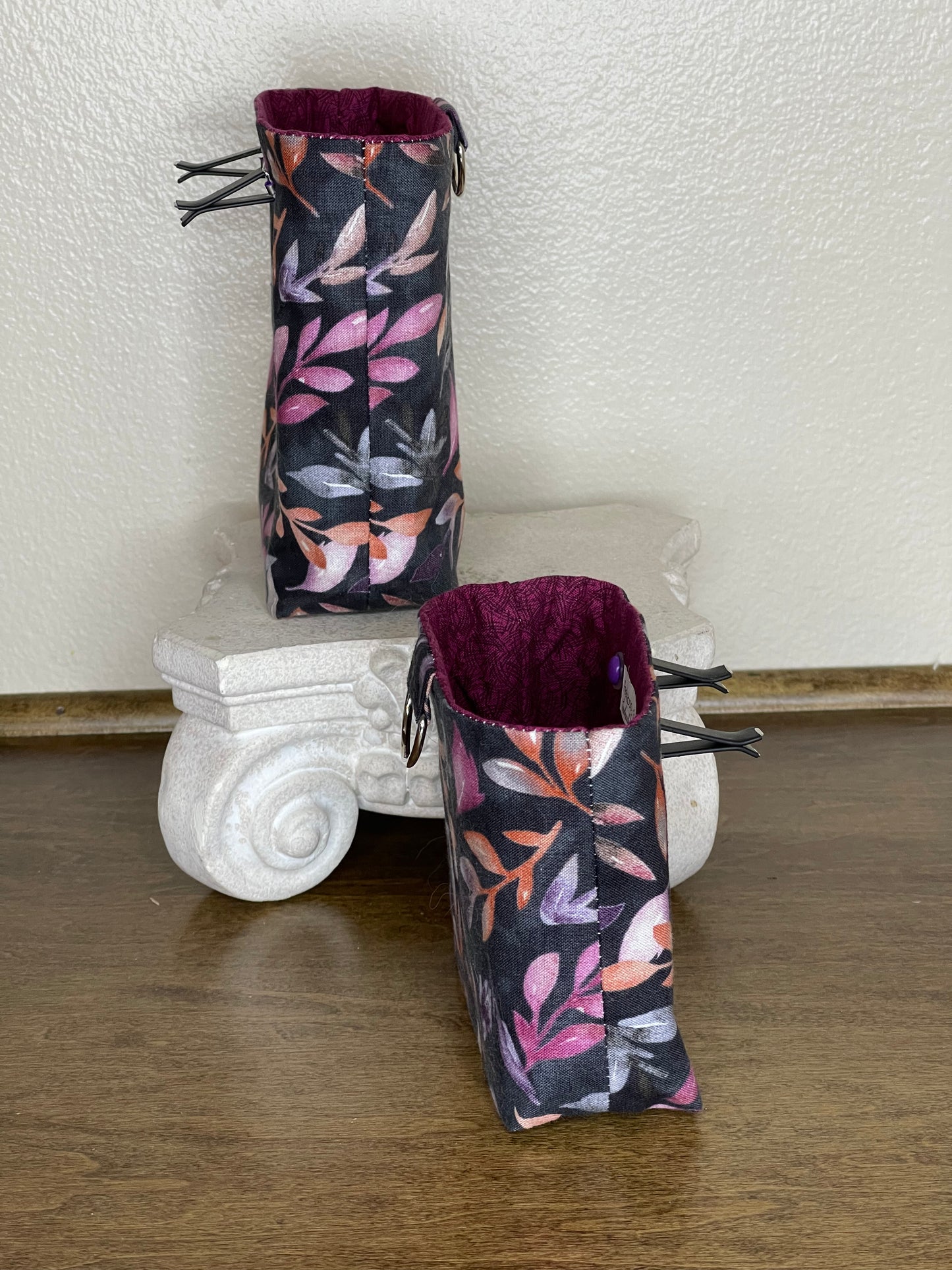 Car Vent Bag - Pastel Leaves on Grey