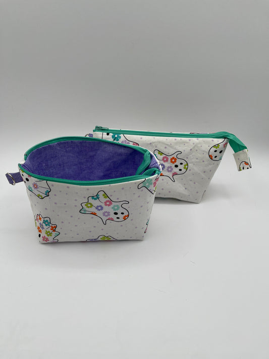 Zipper Bucket Bag - Ghosts with Flowers