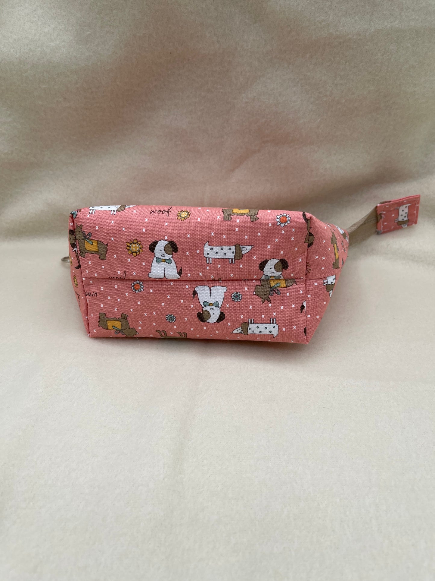 Zipper Bucket Bag - Tiny Dogs Salmon