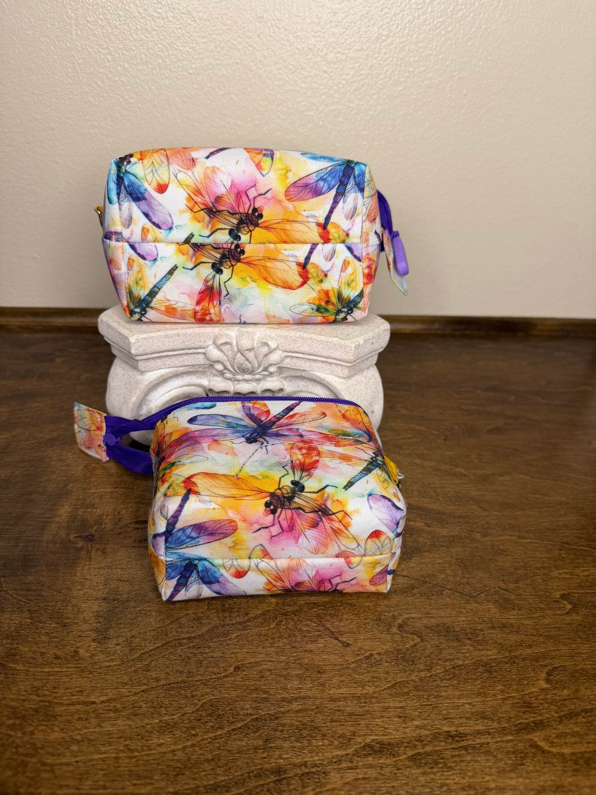 Zipper Bucket Bag - Colorful Dragonflies
