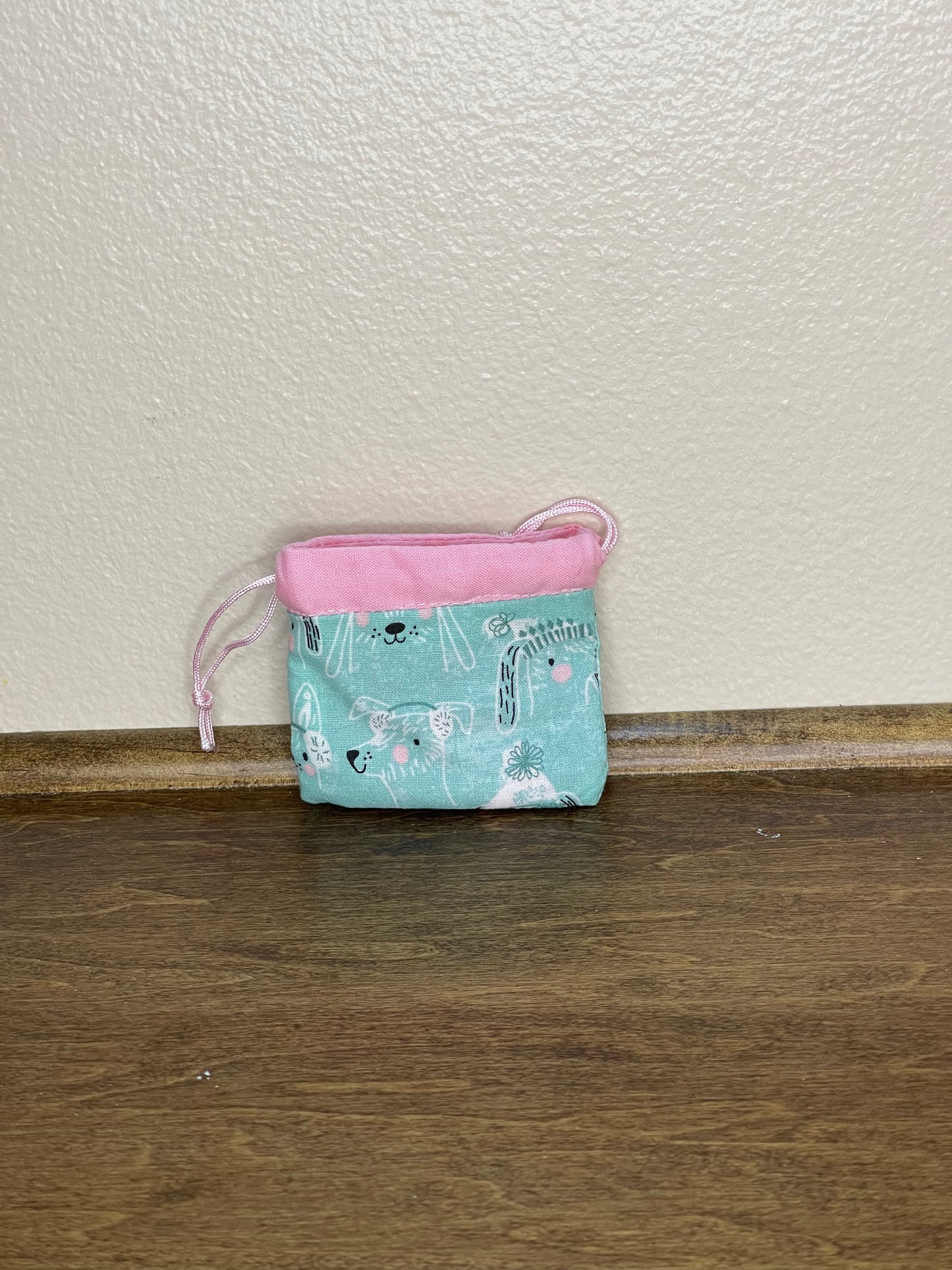 Drawstring Flat Bag - Dogs Sketches on Teal