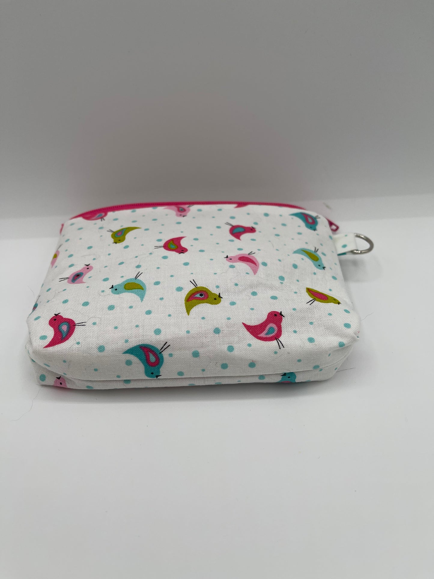 Flat Zipper Bag - Tiny Birds on White