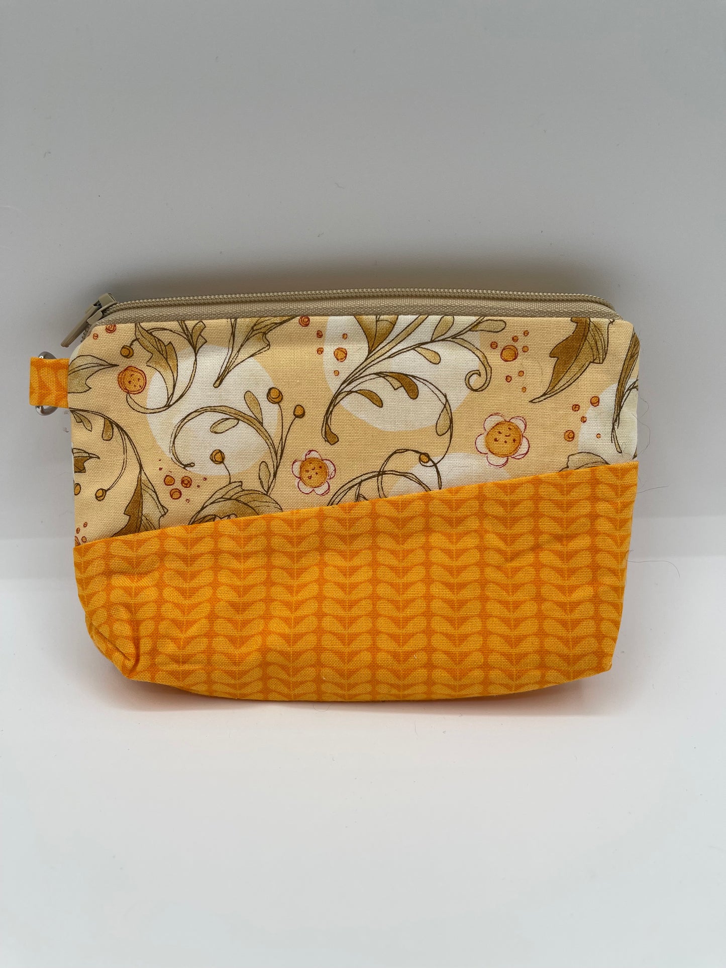 Flat Zipper Bag - Leaves with Swirly Branches