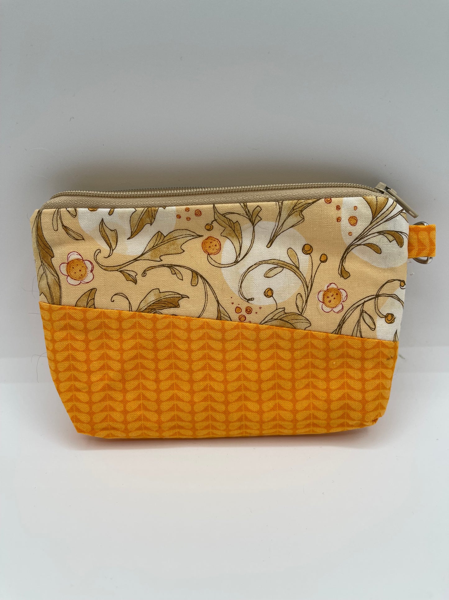 Flat Zipper Bag - Leaves with Swirly Branches