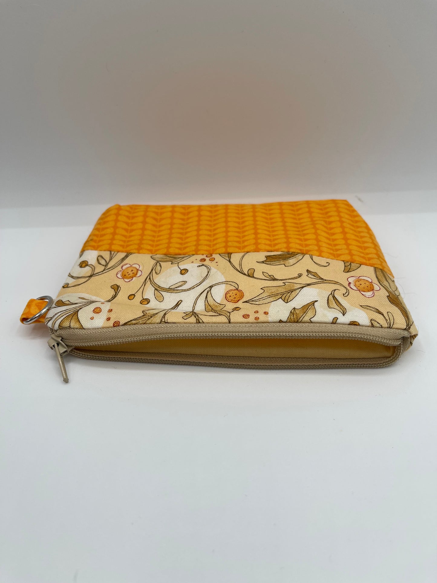 Flat Zipper Bag - Leaves with Swirly Branches