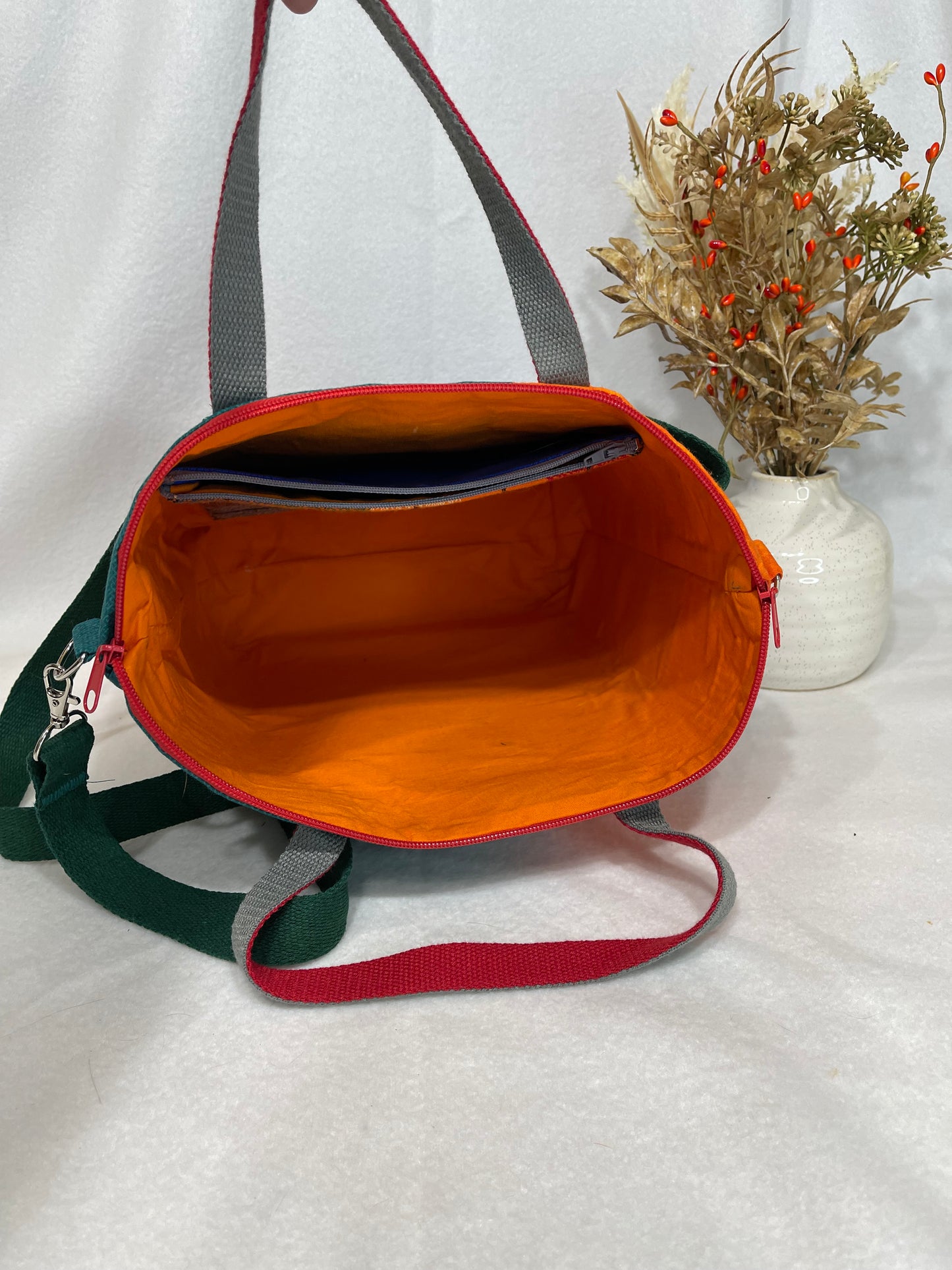 Mary Jane Tote - Orange Plaid