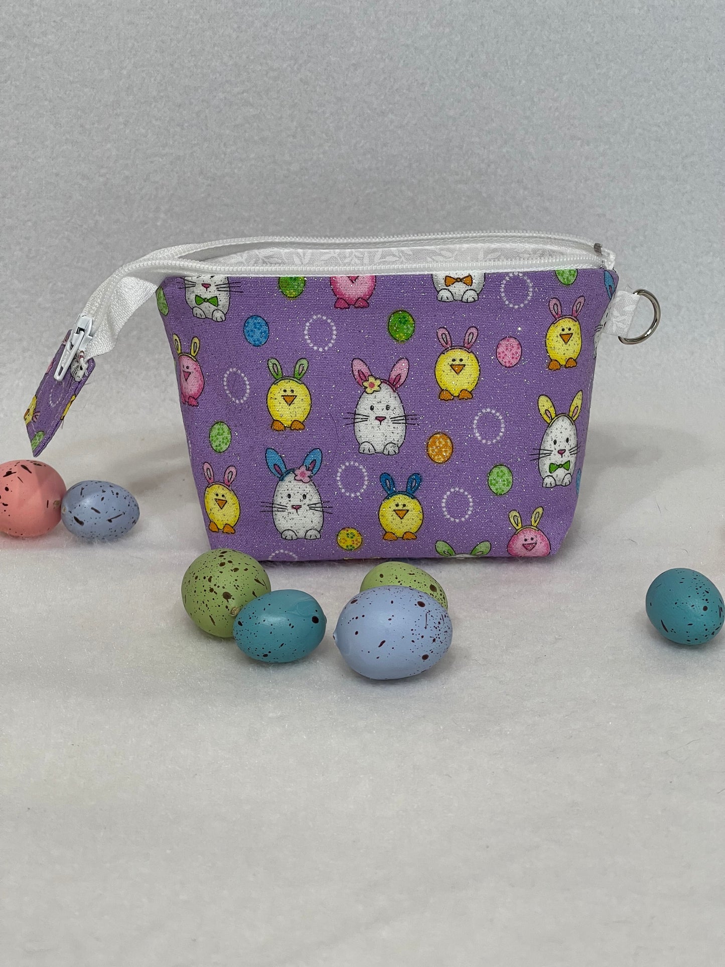 Zipper Bucket Bag - Glittery Easter Bunny Eggs