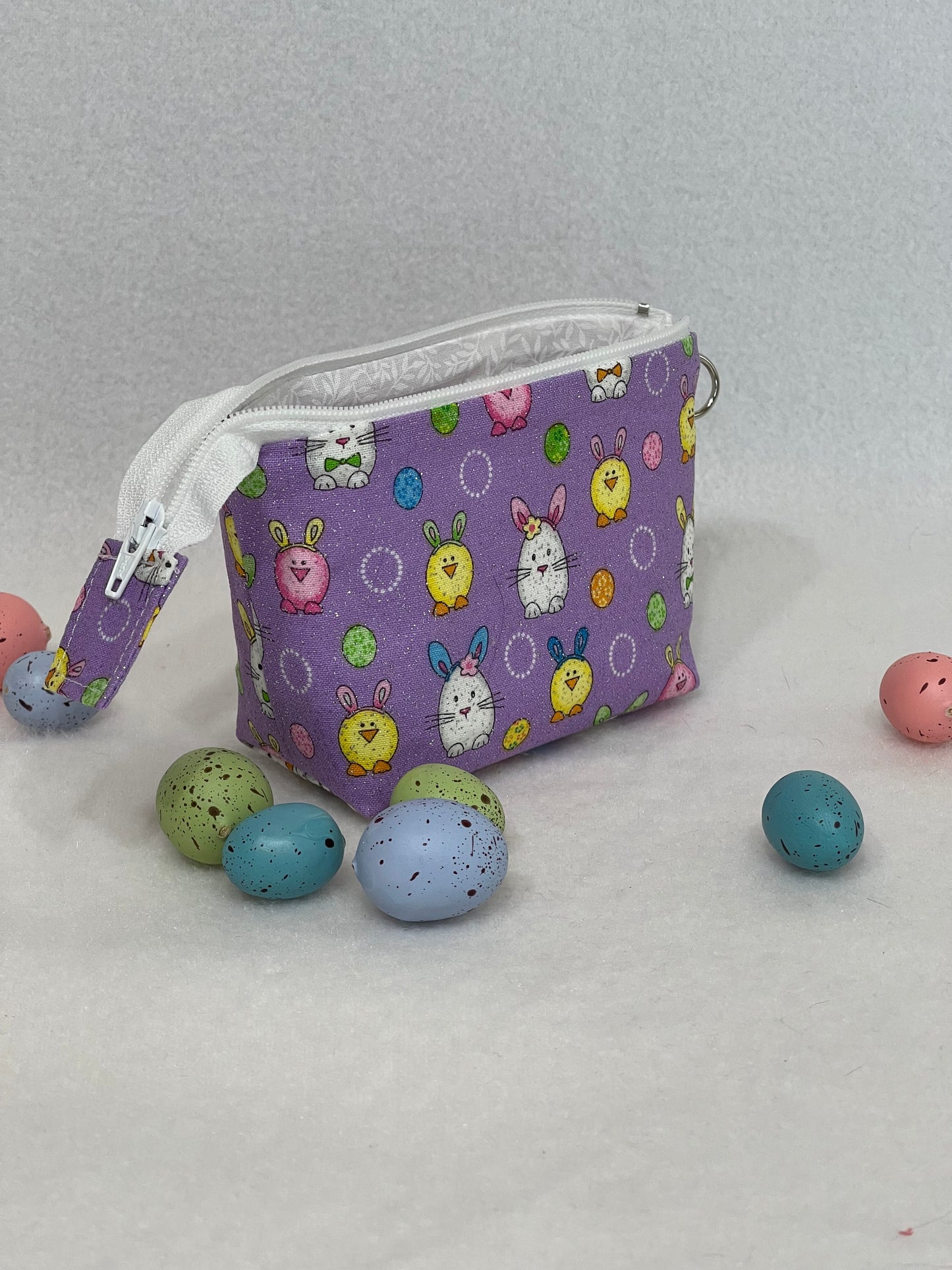 Zipper Bucket Bag - Glittery Easter Bunny Eggs