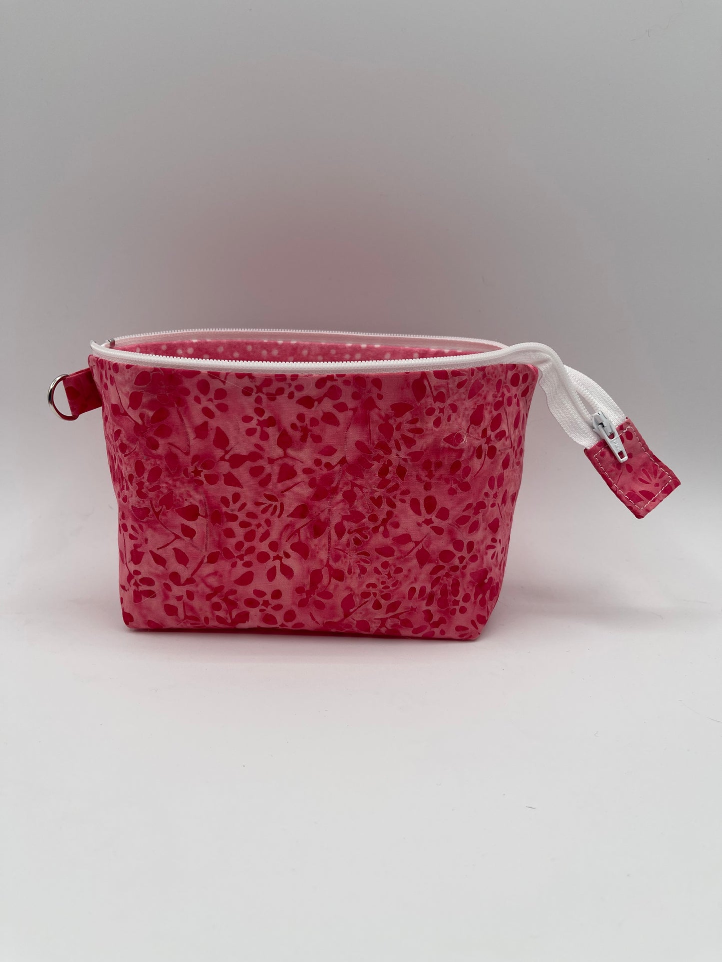 Zipper Bucket Bag - Pink Tiny Leaves