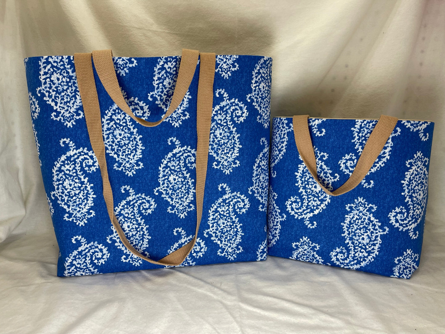 Classic Tote - Blue and White Paisley