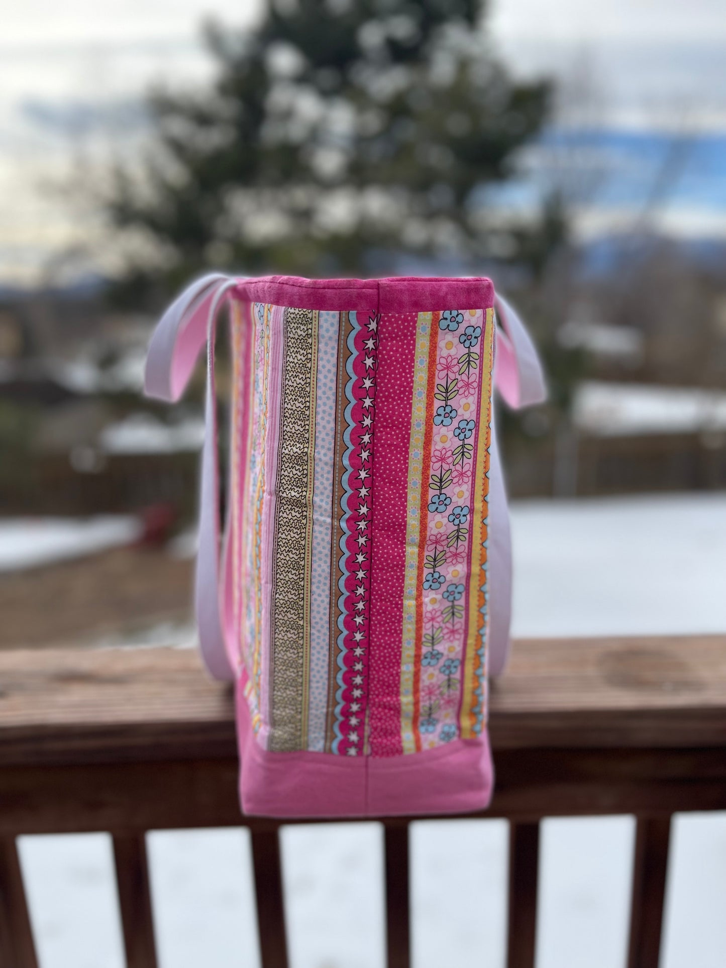 Designer Tote - Flowers and Stripes