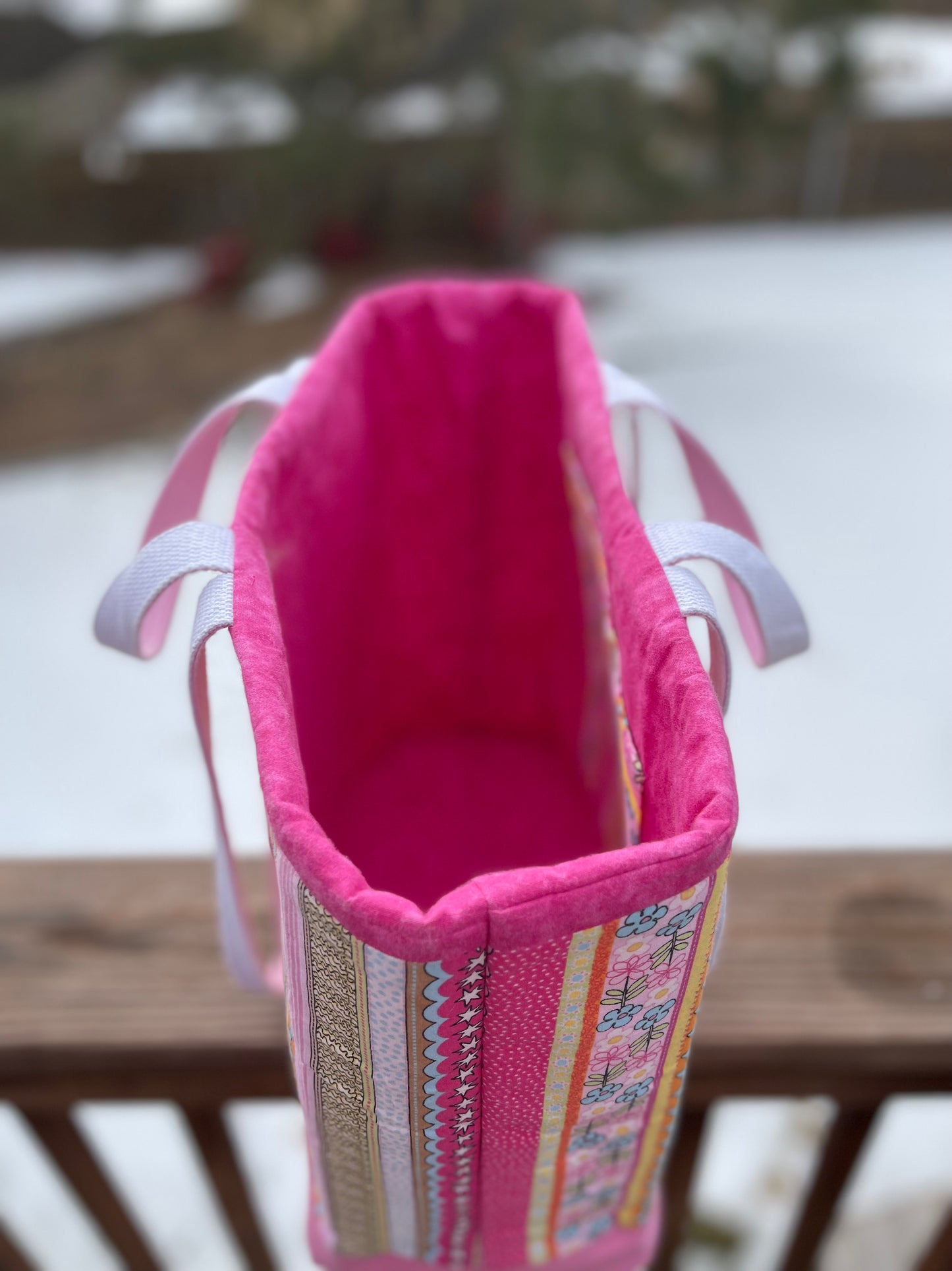 Designer Tote - Flowers and Stripes