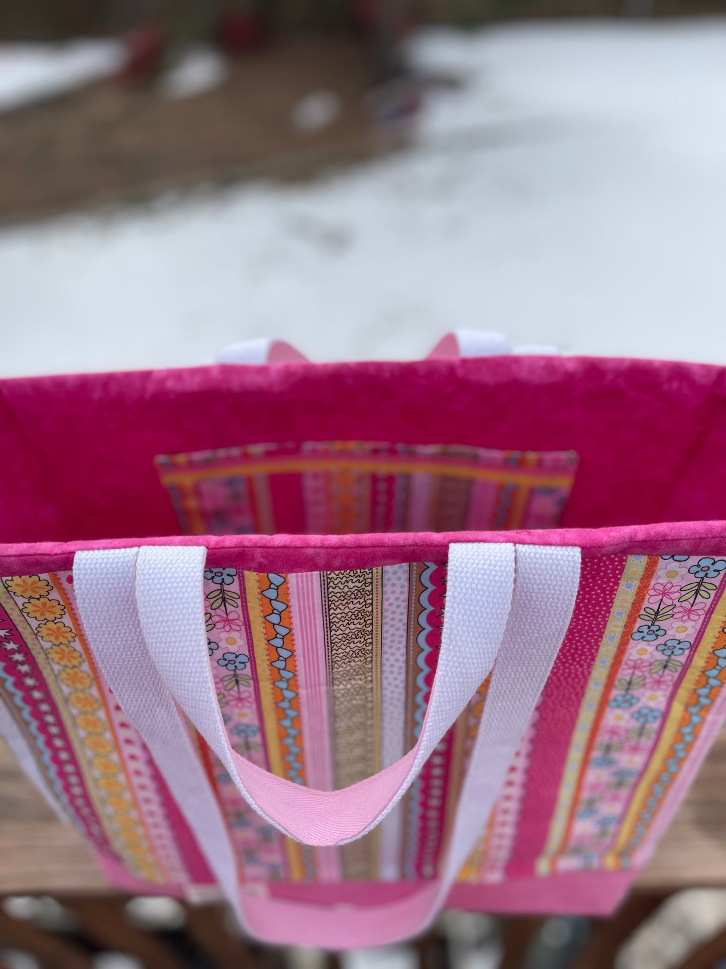 Designer Tote - Flowers and Stripes