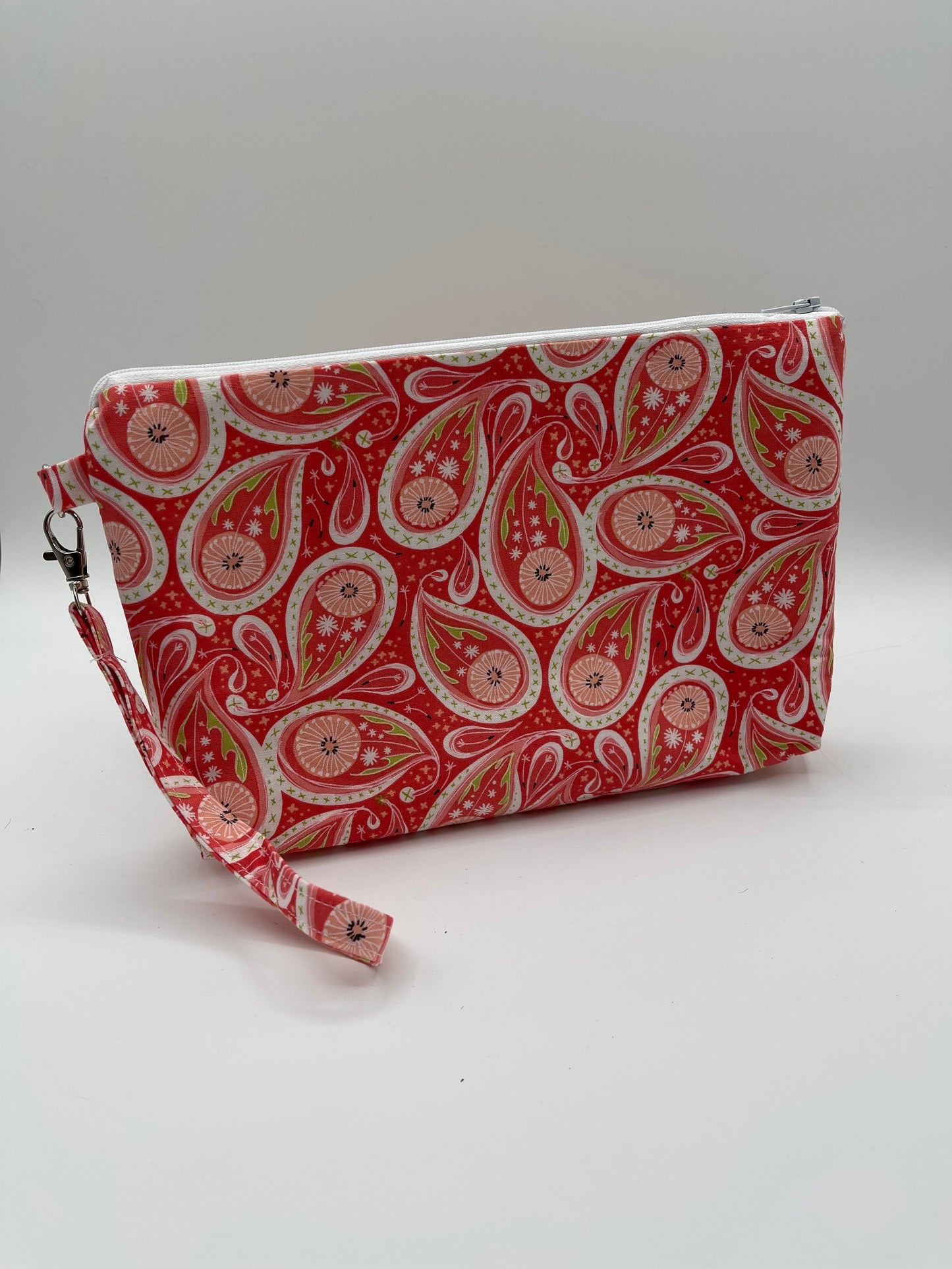 Clutchie - Coral Paisley with Lime Green