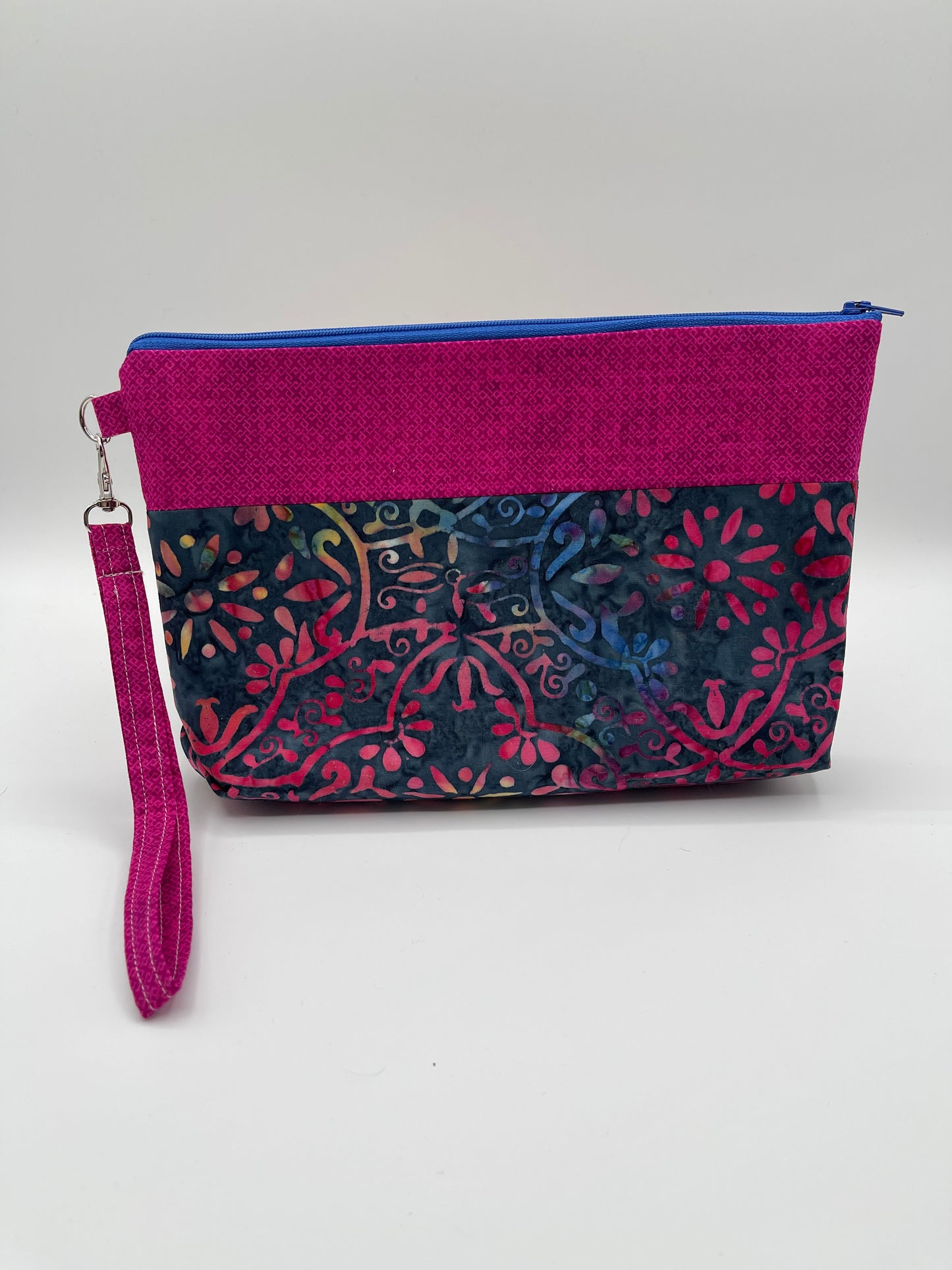 Clutchie - Blue Batik with Fuschia