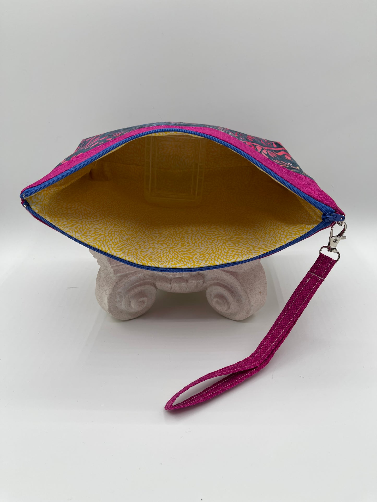 Clutchie - Blue Batik with Fuschia