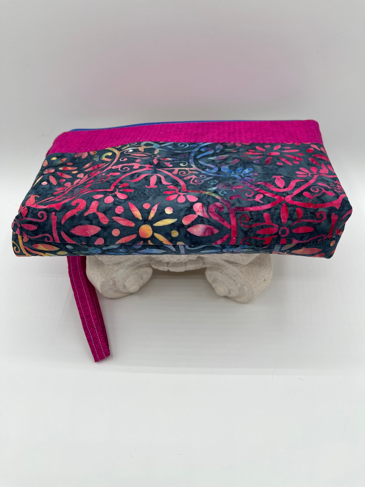 Clutchie - Blue Batik with Fuschia