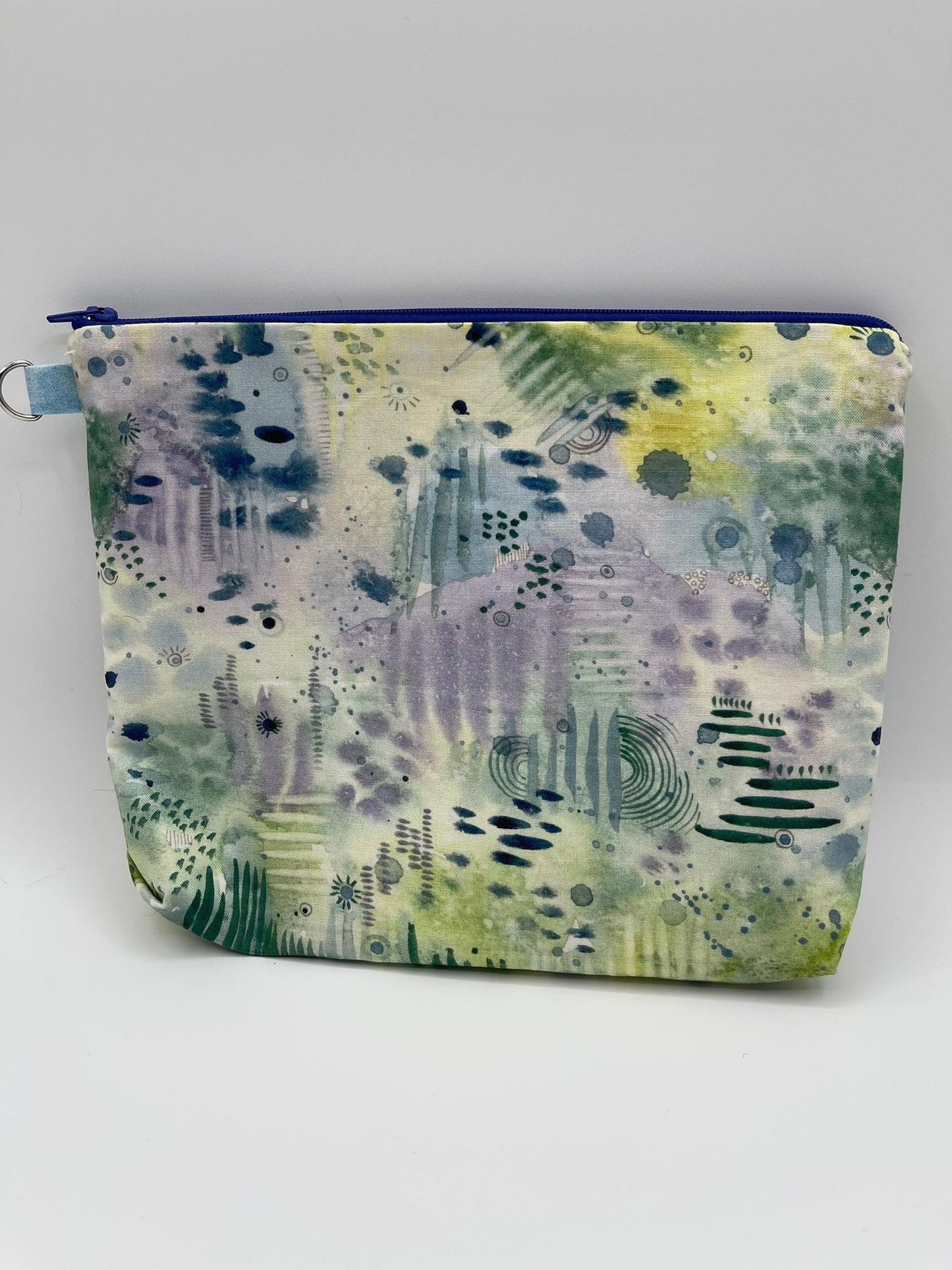 Flat Zipper Bag - Abstract Blue and Green