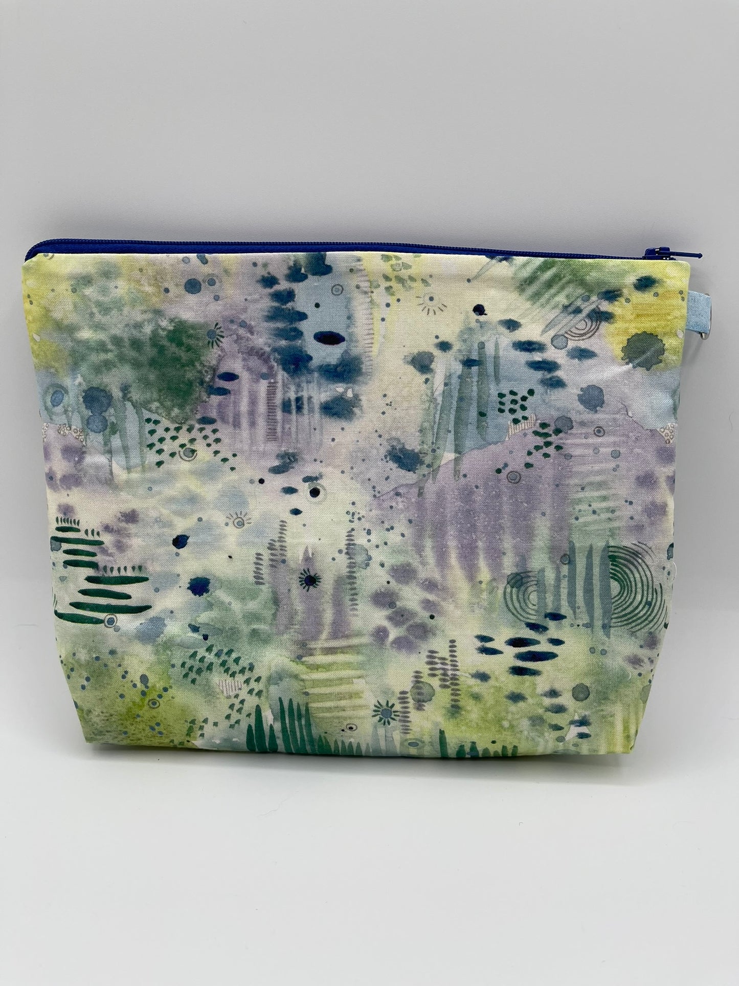 Flat Zipper Bag - Abstract Blue and Green