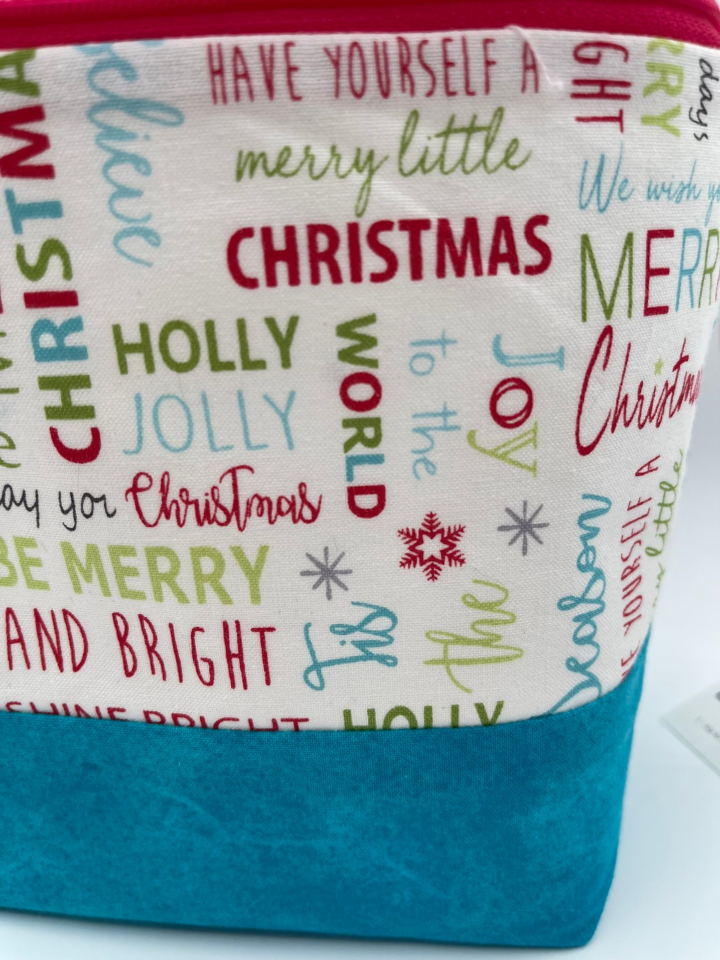 Zipper Bucket Bag - Christmas Words