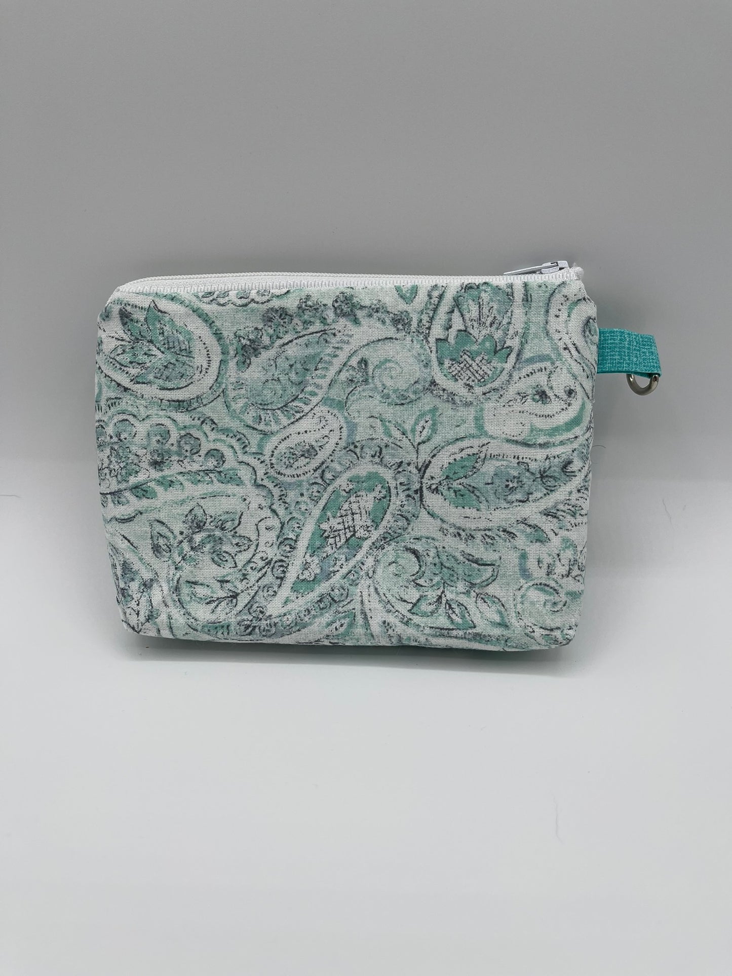 Flat Zipper Bag - Dusty Teal Paisley