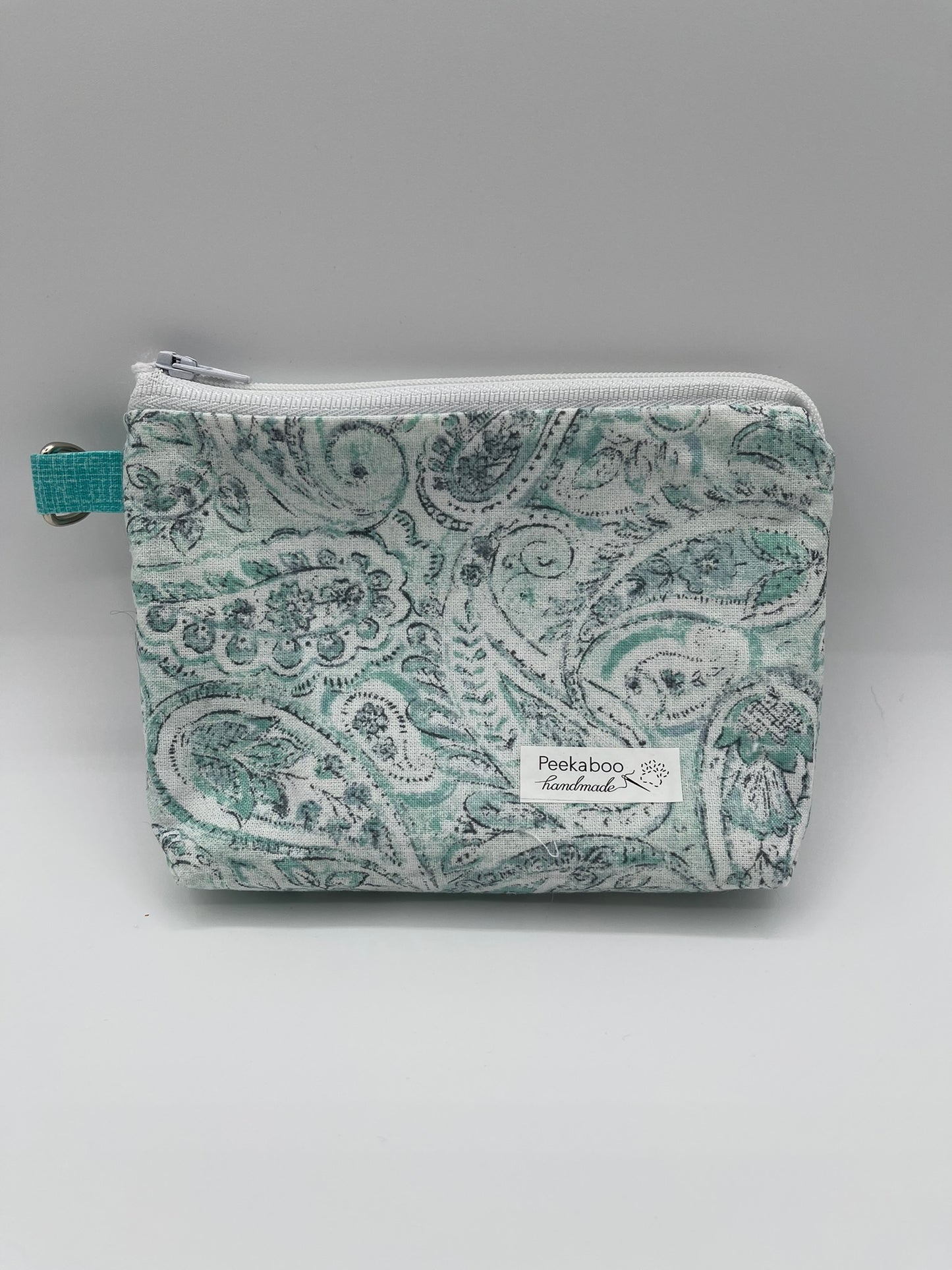 Flat Zipper Bag - Dusty Teal Paisley