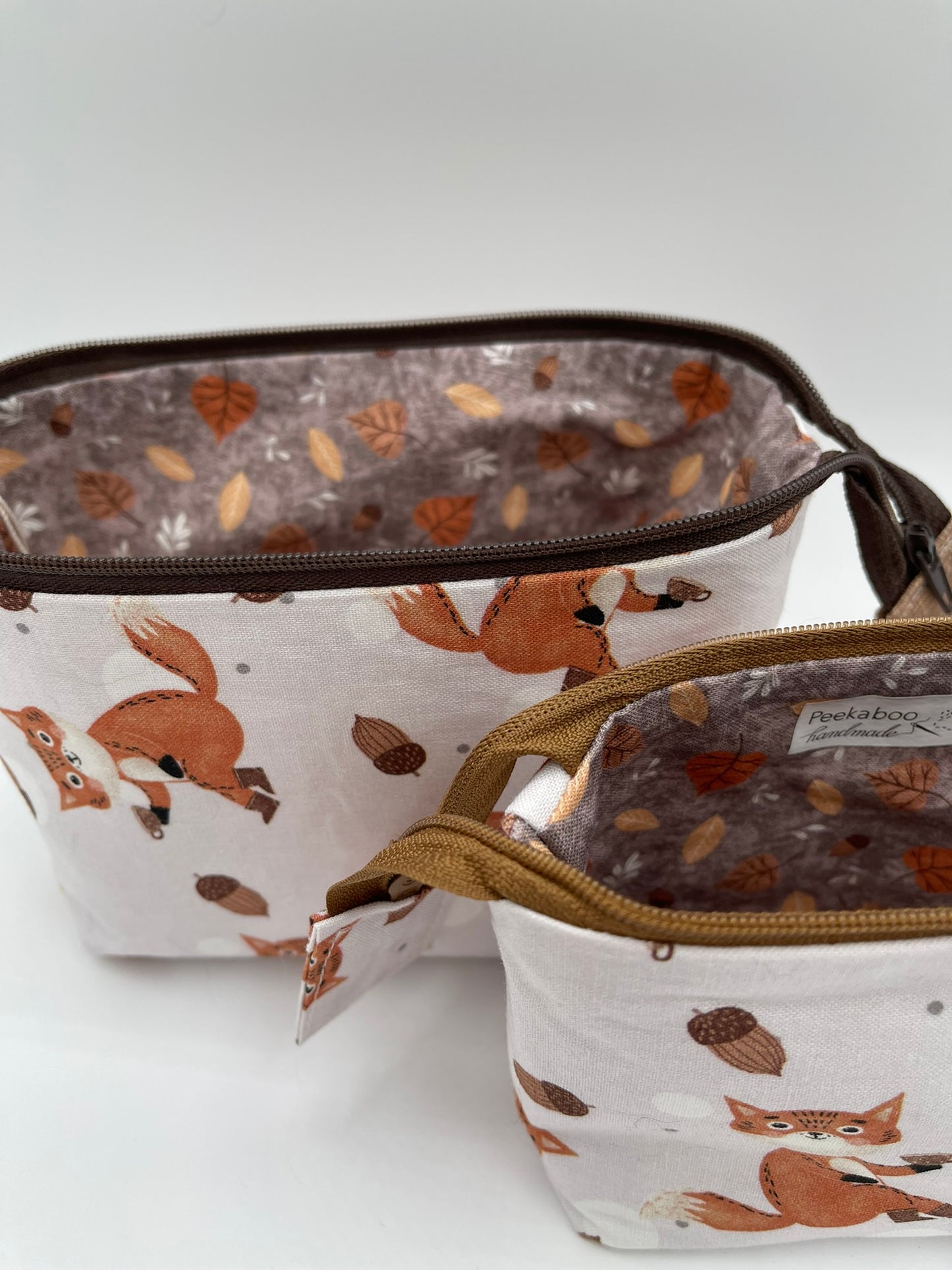 Zipper Bucket Bag - Foxes with Coffee