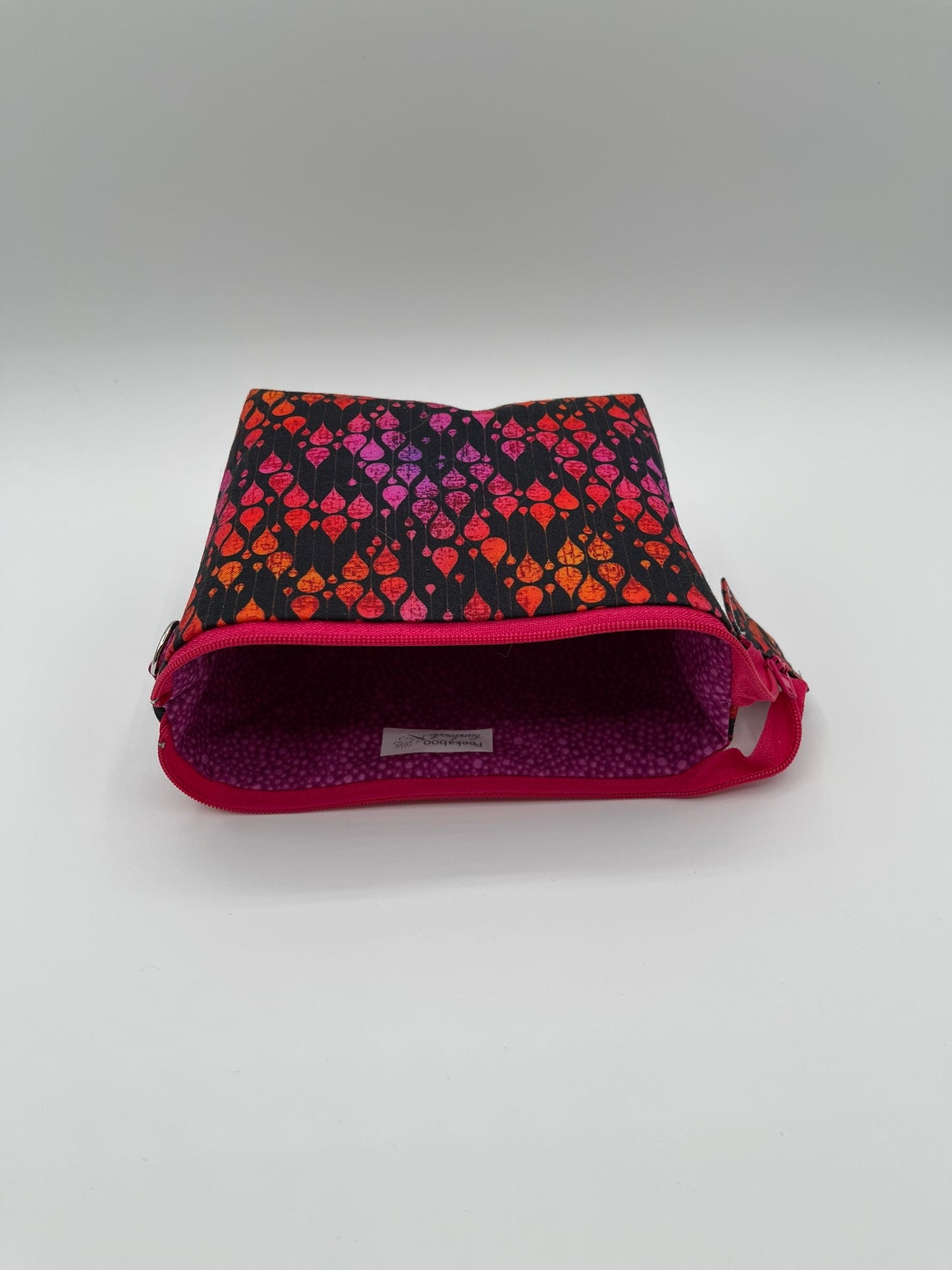 Zipper Bucket Bag - Orange Drops on Black