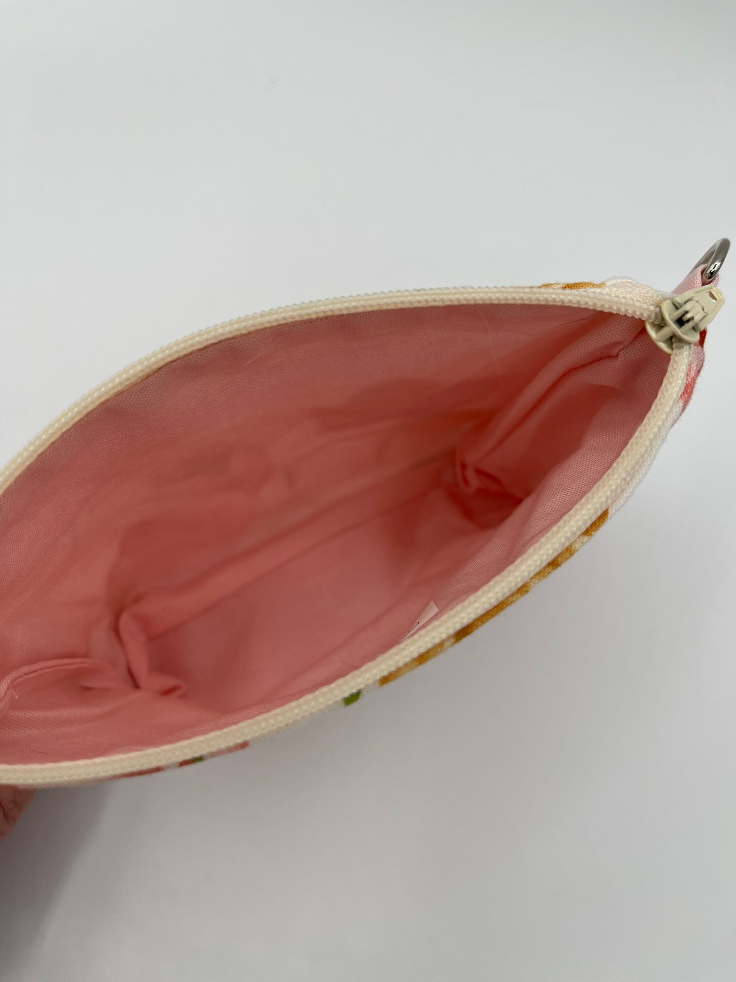 Flat Zipper Bag - Peach and Gold Flowers