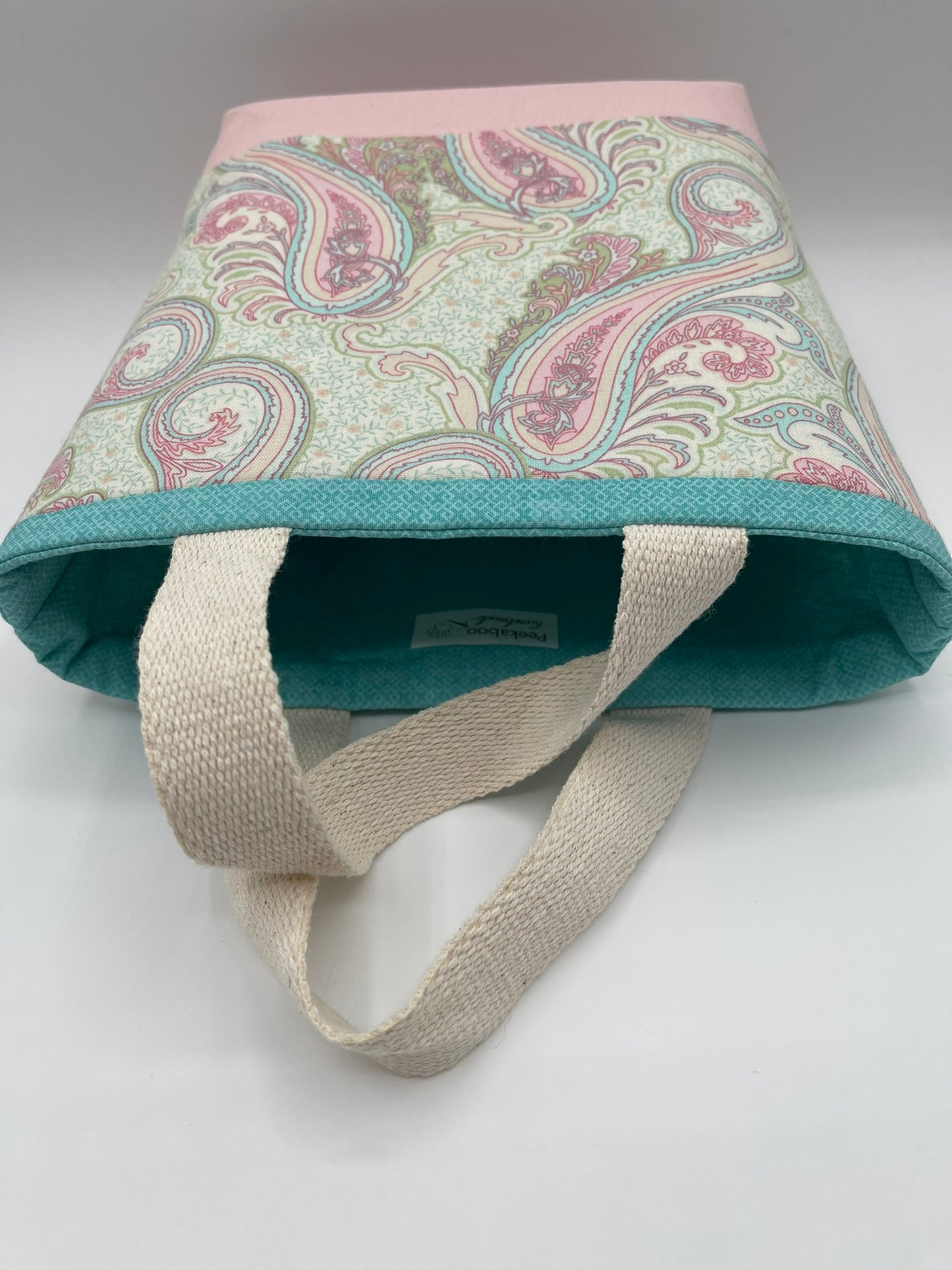 Designer Tote - Pink and Pale Teal Paisley
