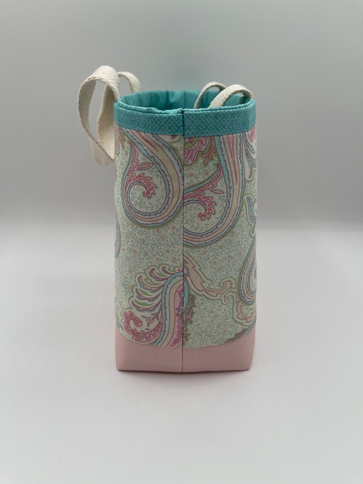 Designer Tote - Pink and Pale Teal Paisley