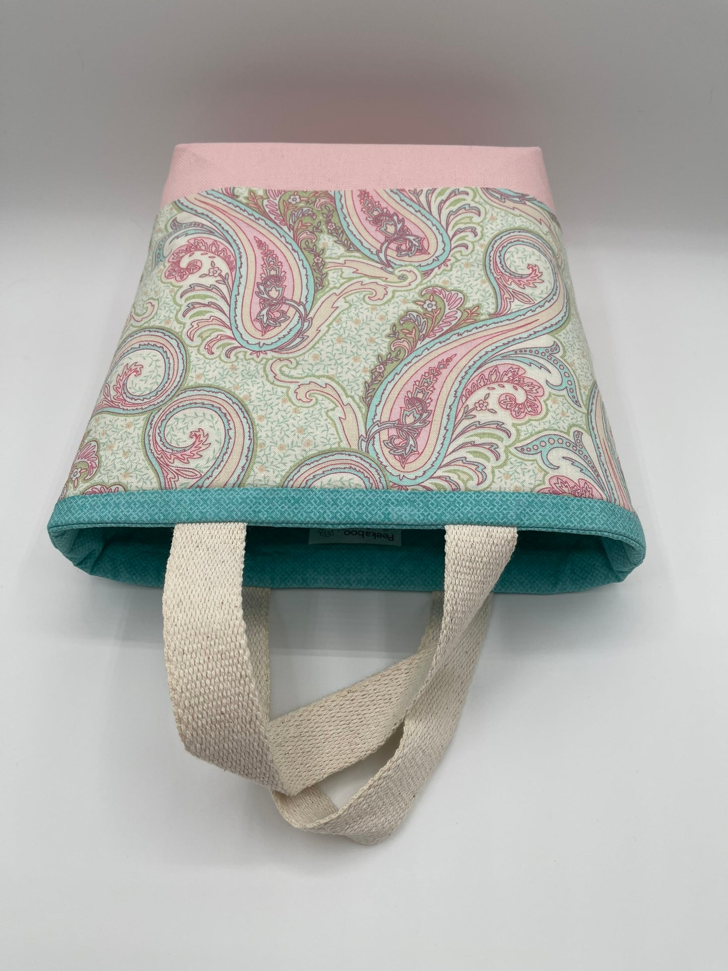 Designer Tote - Pink and Pale Teal Paisley