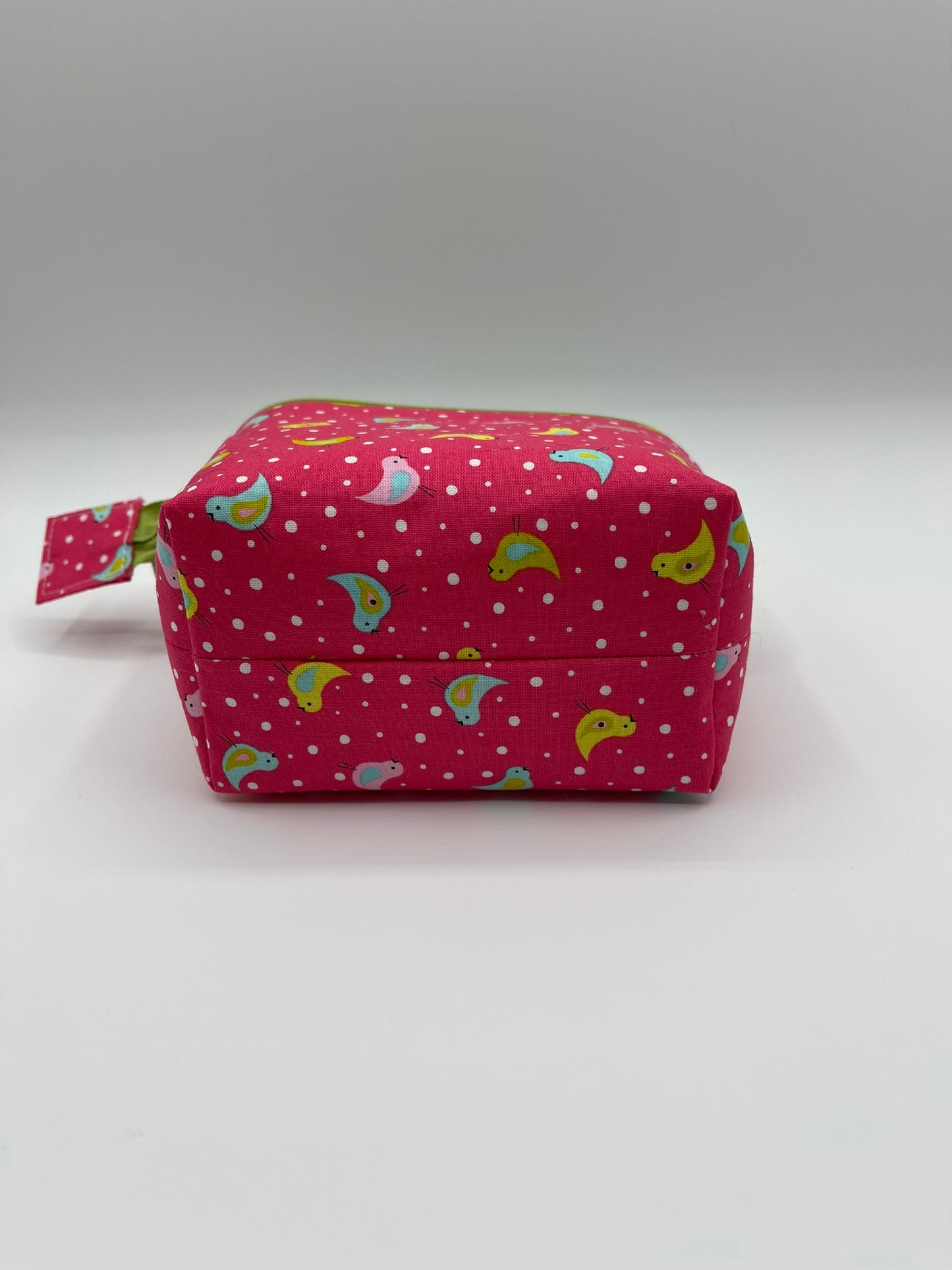Zipper Bucket Bag - Tiny Birds on Pink