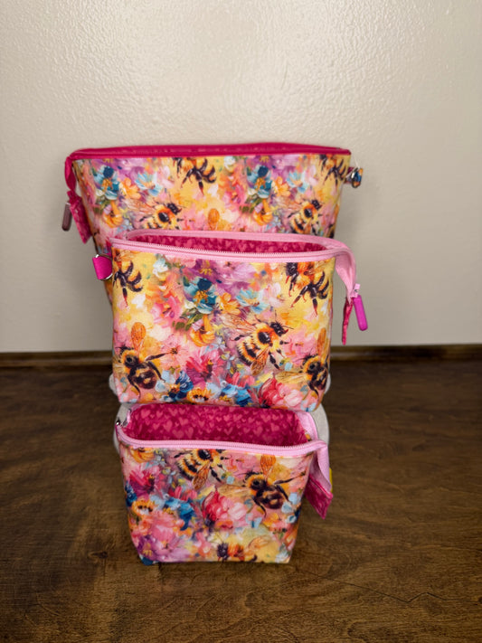 Zipper Bucket Bag - Colorful Bees