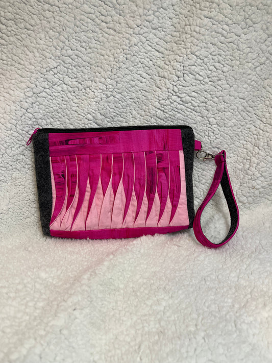 Fancy Clutch - Rose Twists on Gray