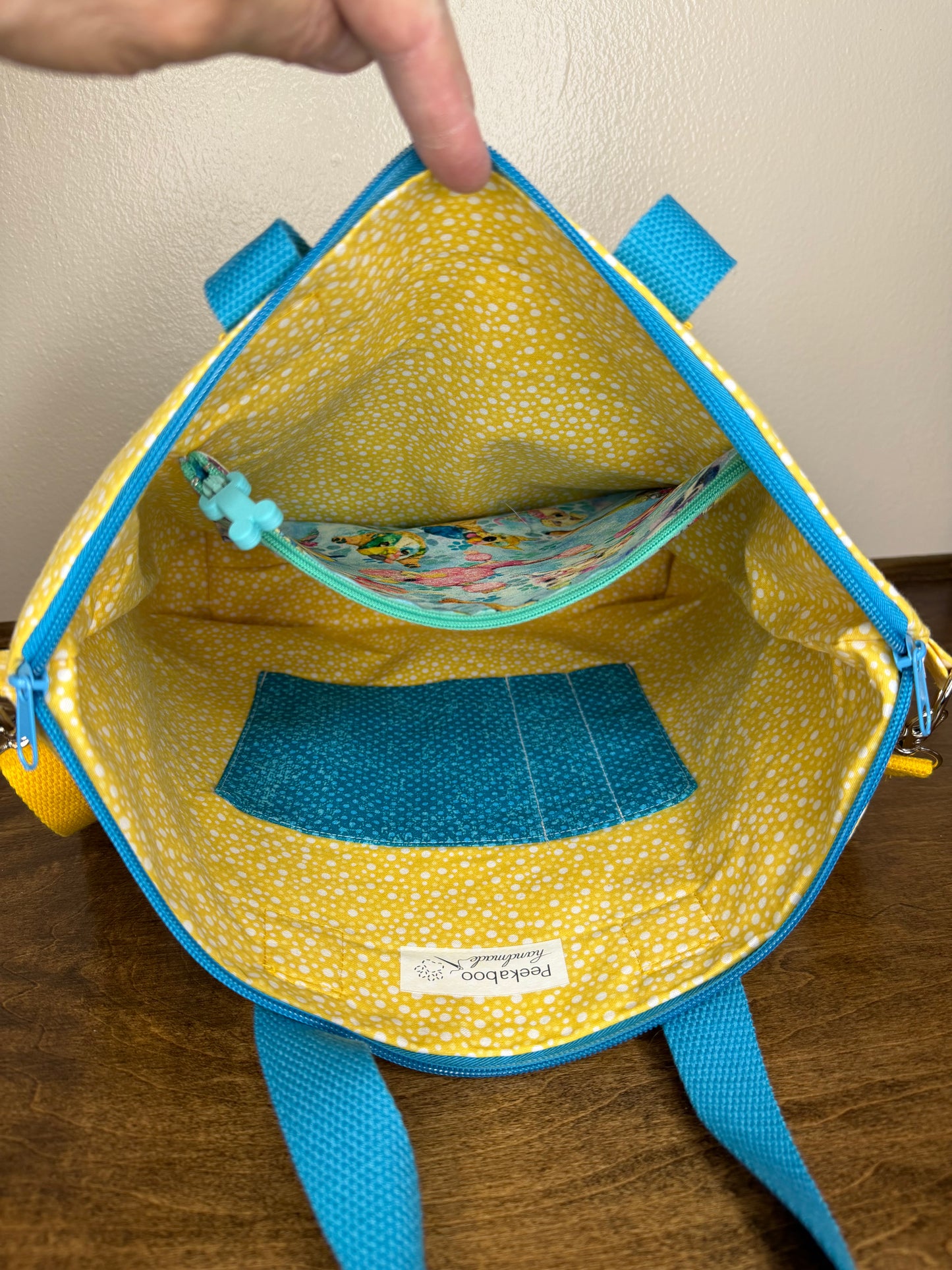 Mary Jane Tote - Grunge Dogs on Blue