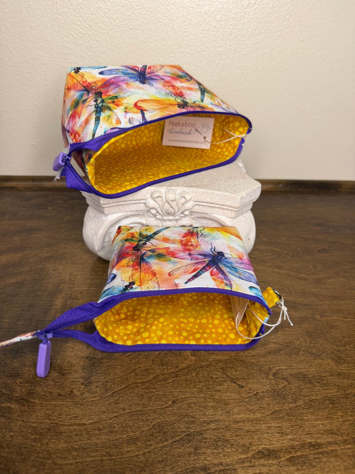 Zipper Bucket Bag - Colorful Dragonflies