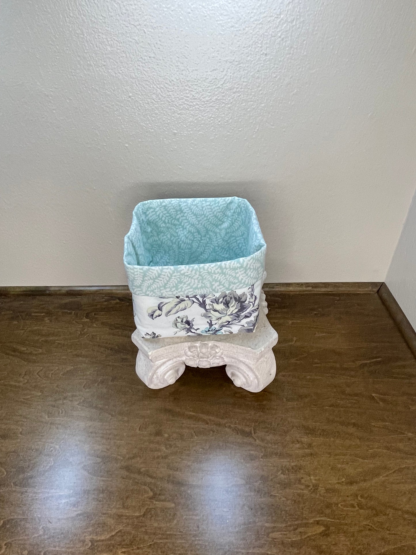 Square Basket - Dusty Teal Flowers