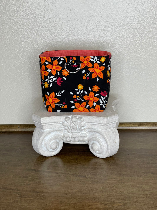 Car Vent Bag - Orange Flowers on Black