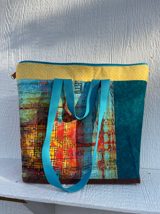 Designer Zipper Tote - Musical Grunge