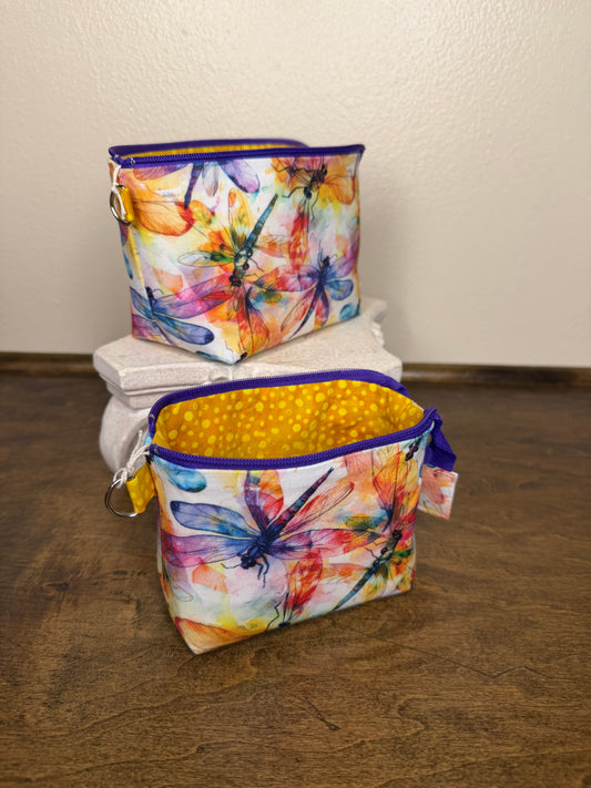 Zipper Bucket Bag - Colorful Dragonflies