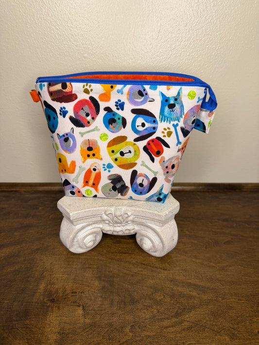 Zipper Bucket Bag - Wacky Dog Faces