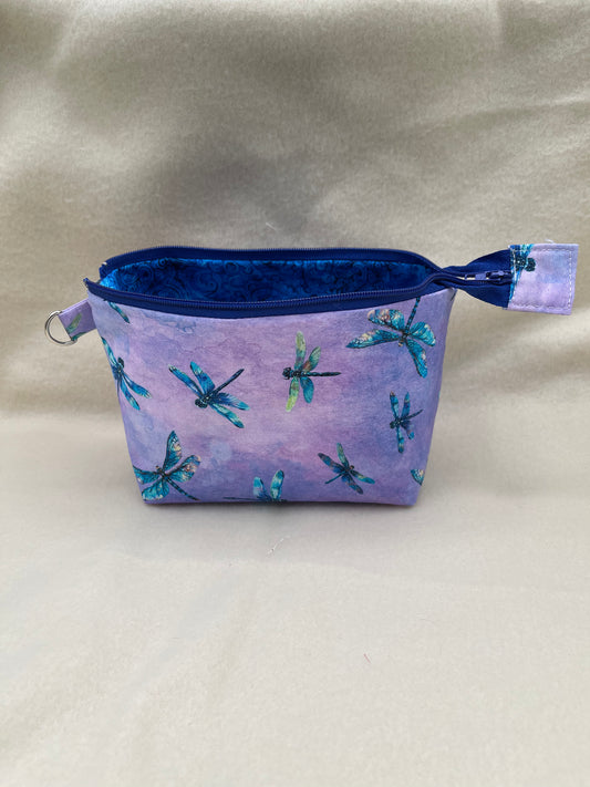 Zipper Bucket Bag - Purple Dragonflies