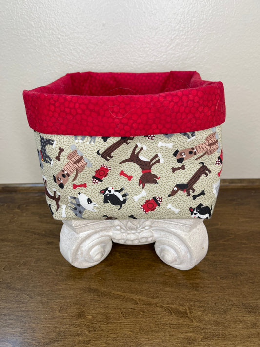 Square Basket - Dogs on Tan