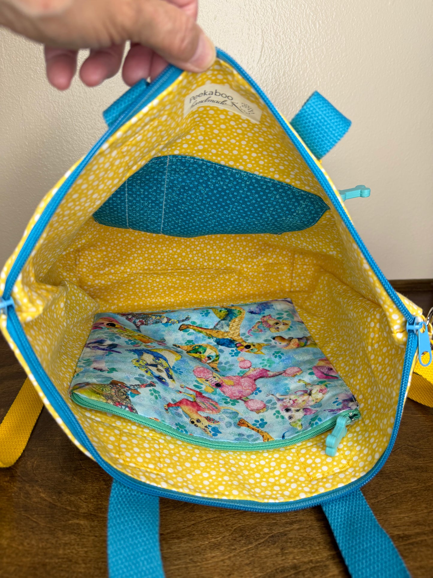 Mary Jane Tote - Grunge Dogs on Blue