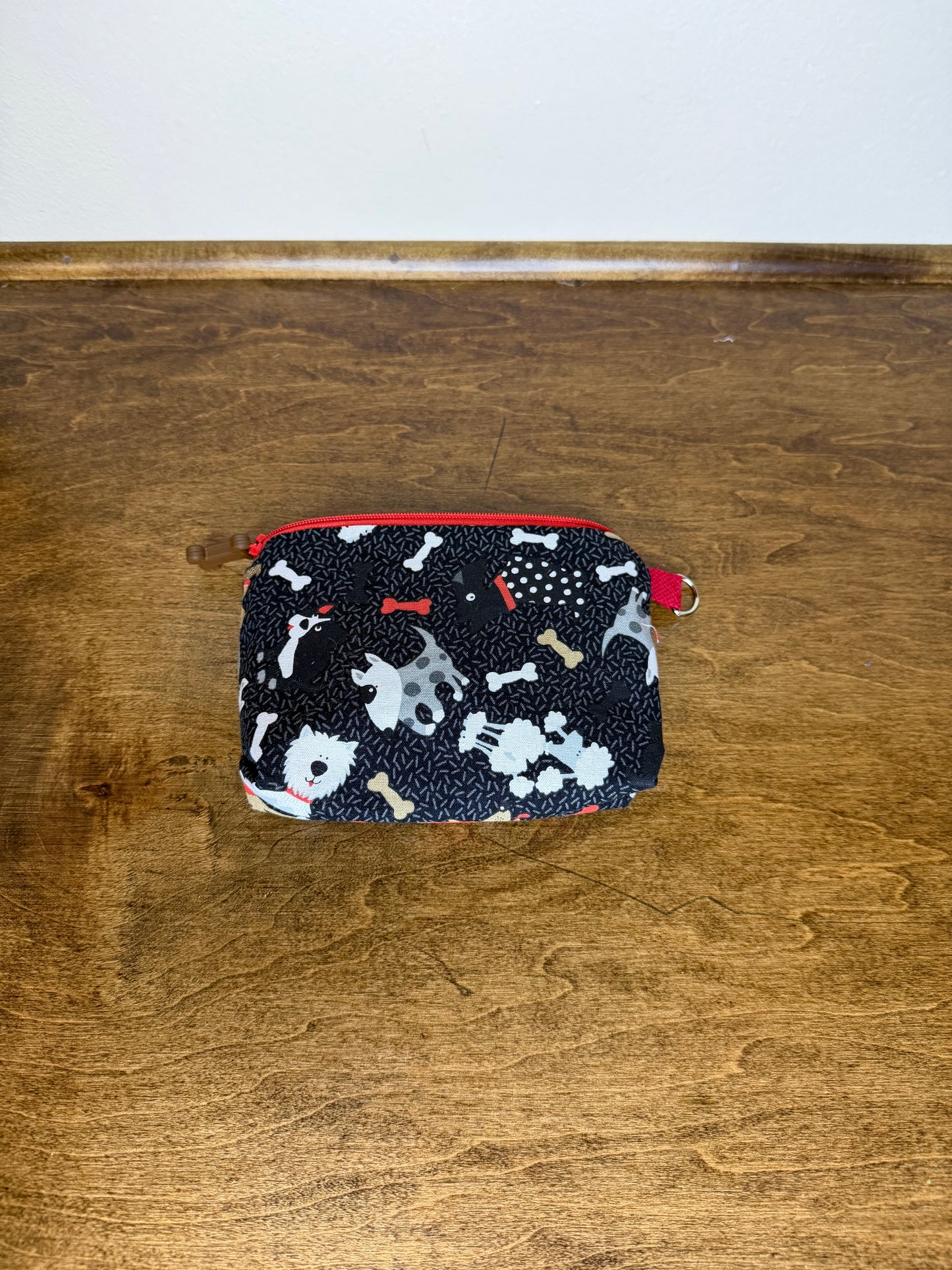 Flat Zipper Bag - Dogs on Black