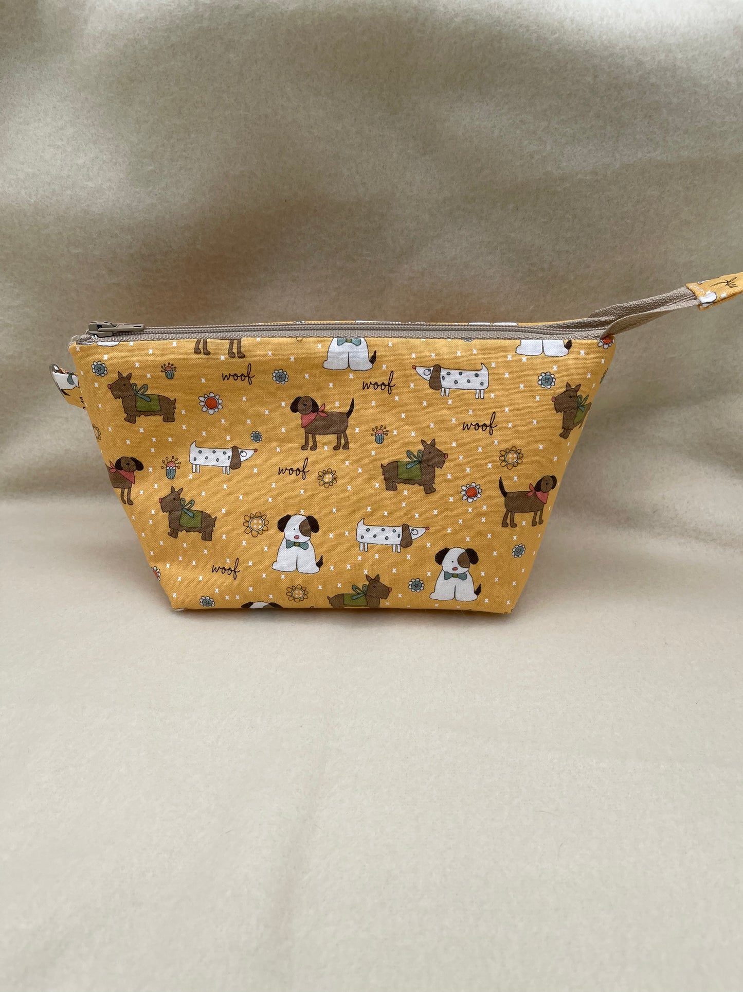 Zipper Bucket Bag - Tiny Dogs Yellow