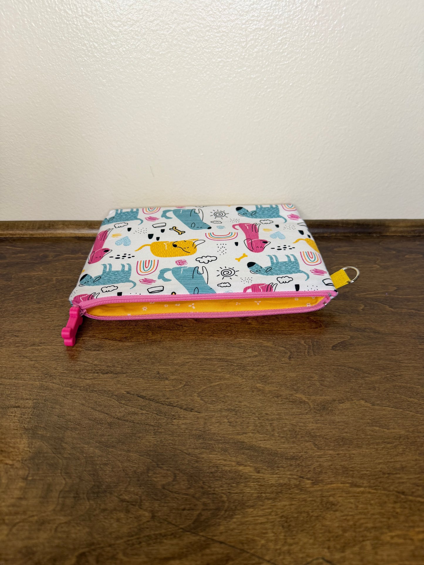 Flat Zipper Bag - Striped Dogs